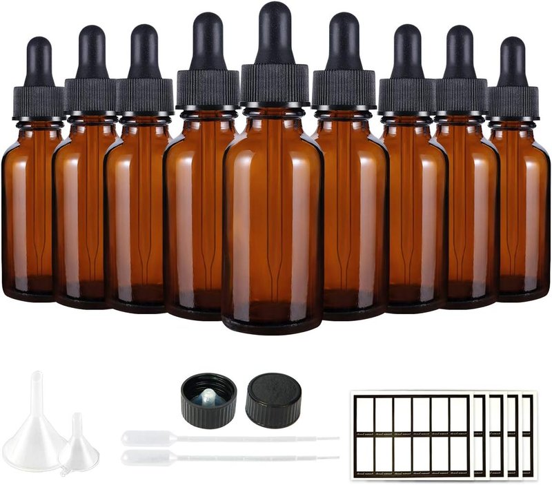 Eternal Moment Eye Dropper Bottles - 30ml Amber Glass for Essential Oils | 48-Pack