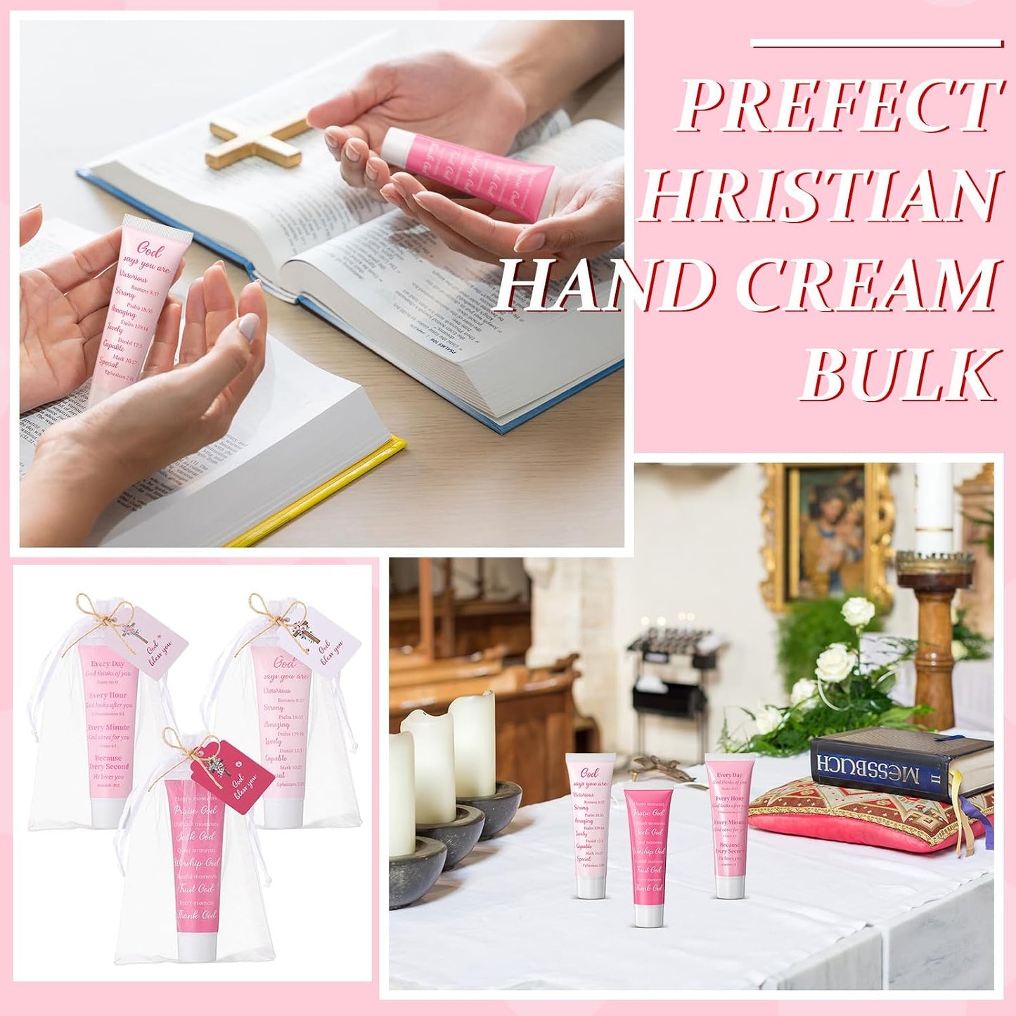 Christian Gifts for Mom - 12 Pink Hand Creams with Bible Verses | Perfect Mother's Day Church Favors