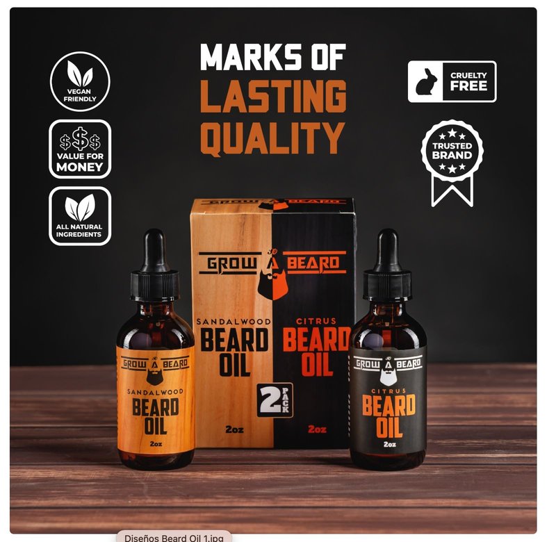Beard Oil for Men, 2oz Sandalwood & 2oz Citrus Scent, with Jojoba & Argan Oil, Beard Moisturizer, Softener, & Conditioner, All Natural, (2 Pack)