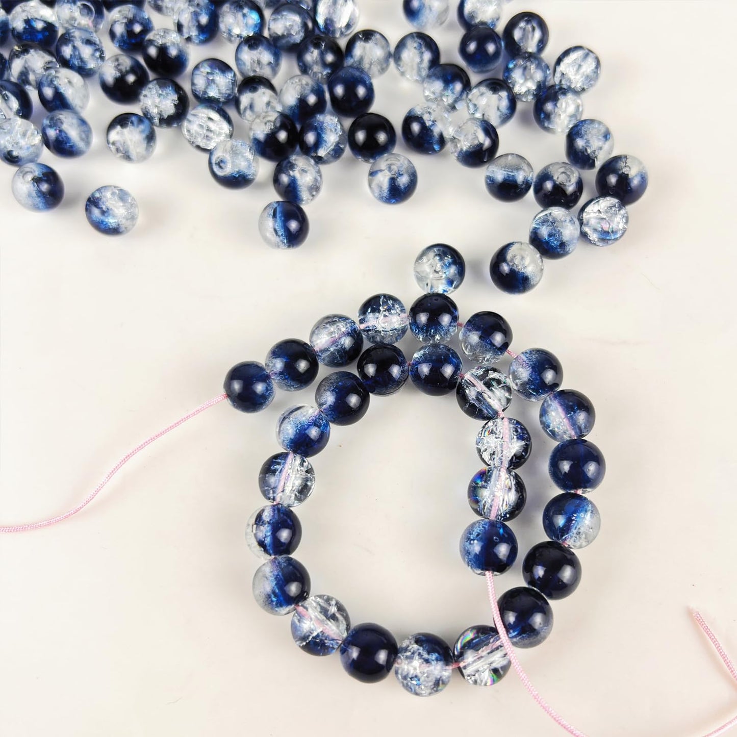 100-Piece 8mm Gradient Glass Bead Set - Bulk DIY Supplies for Jewelry Crafting