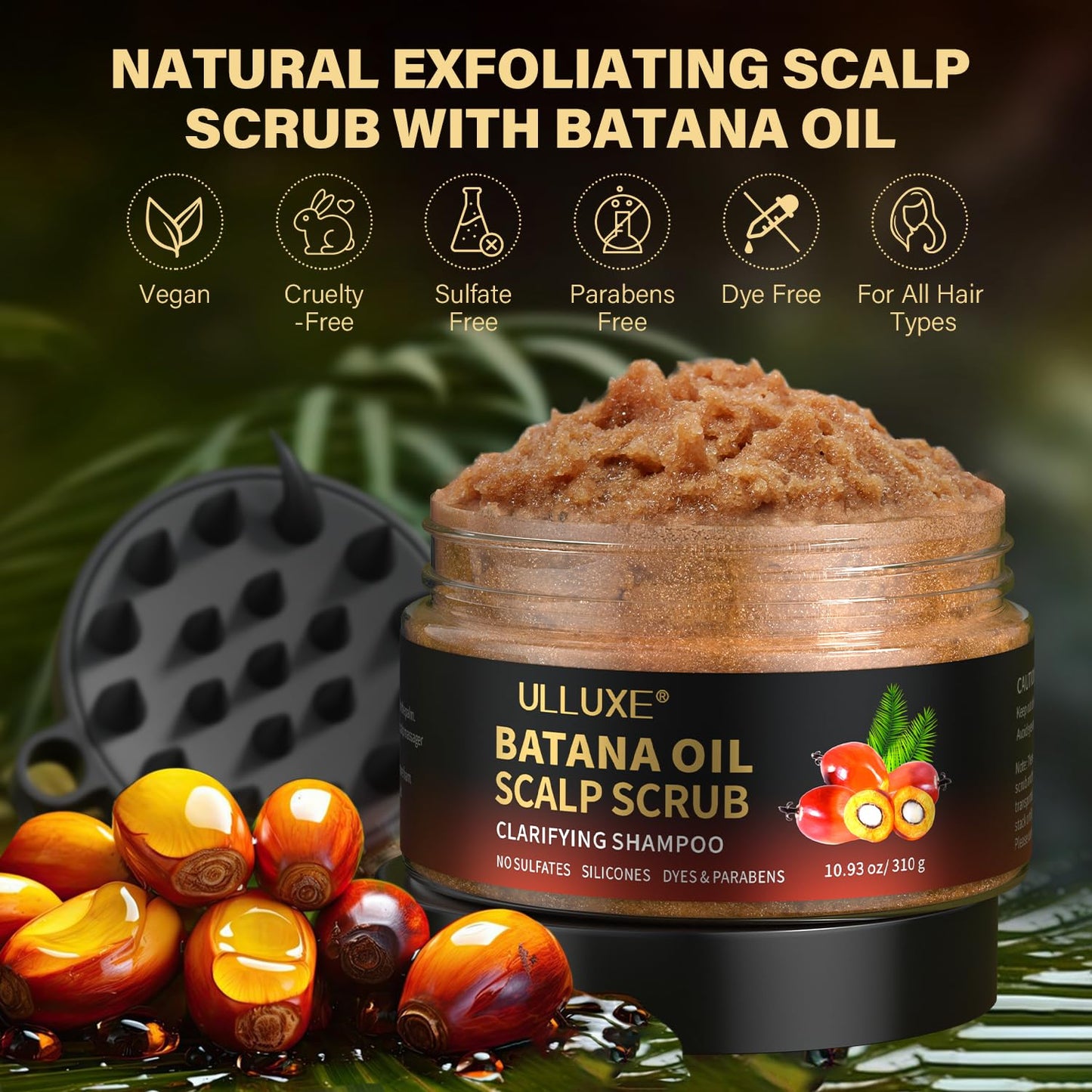 Scalp Scrub for Hair Growth - Exfoliating Deep Cleanser with Batana Oil & Rosemary | 10.93 oz