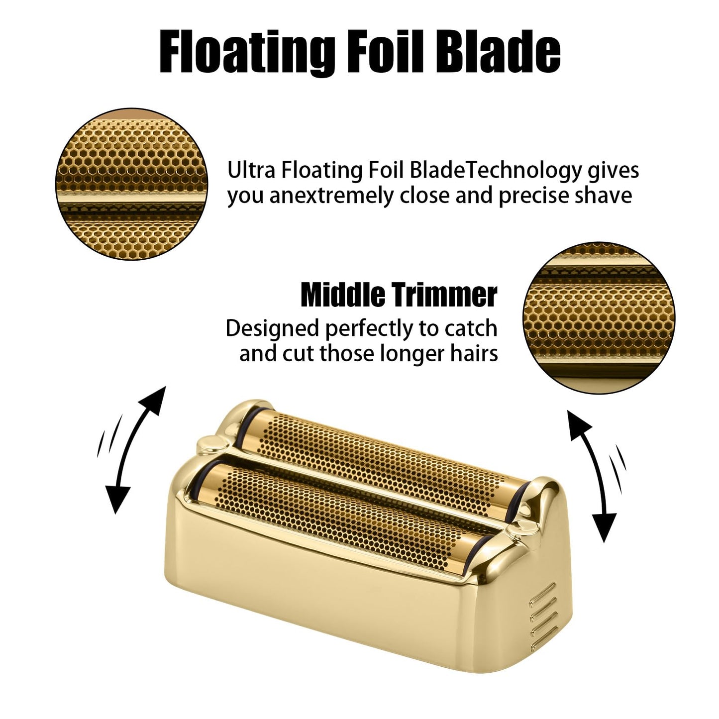 FX79RF2G Replacement Foil and Cutters for BaBylissPRO FXONE Double Foil Stick Shaver, Hypoallergenic Extra-close Shaver Replacement Head, Gold