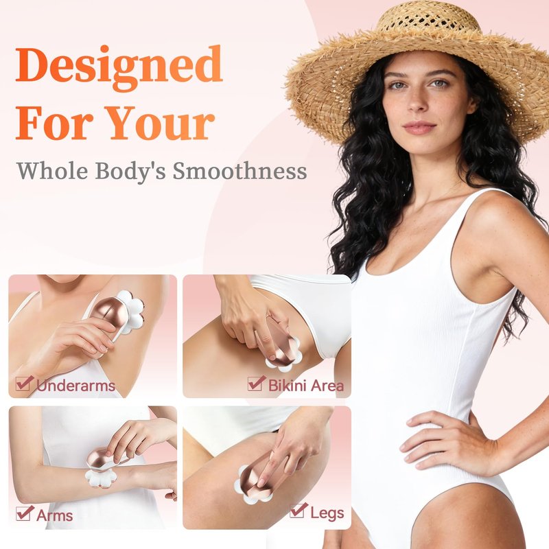 SPOTLESE Electric Razors for Women, 5-in-1 Electric Shaver with 7D Magnetic Head, IPX7 Waterproof Wet Dry Hair Remover with LED Display, Travel Lock for Body Face Underarms Bikini Legs (Rose Gold)