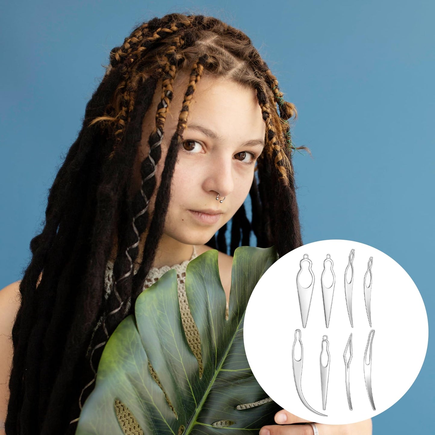 cobee 8Pcs Interlocking Tool for Locs, Loc Tools For Interlocking, Retighten Tool Loc Crochet Needle, Dreadlock Extensions Needle for Dreads Hair Tightening