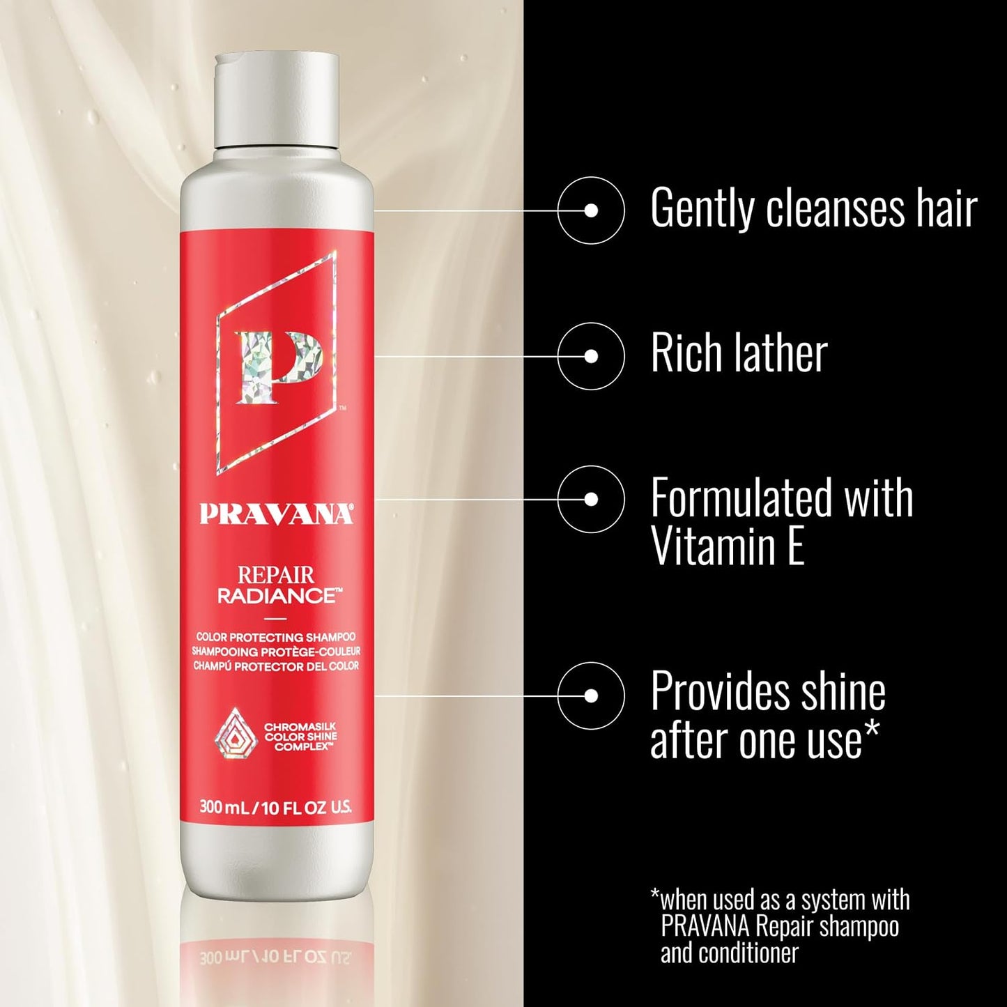 Pravana Repair Radiance Shampoo - Strengthens & Restores Damaged Hair | Reduces Breakage & Enhances Shine | Vegan, Paraben-Free