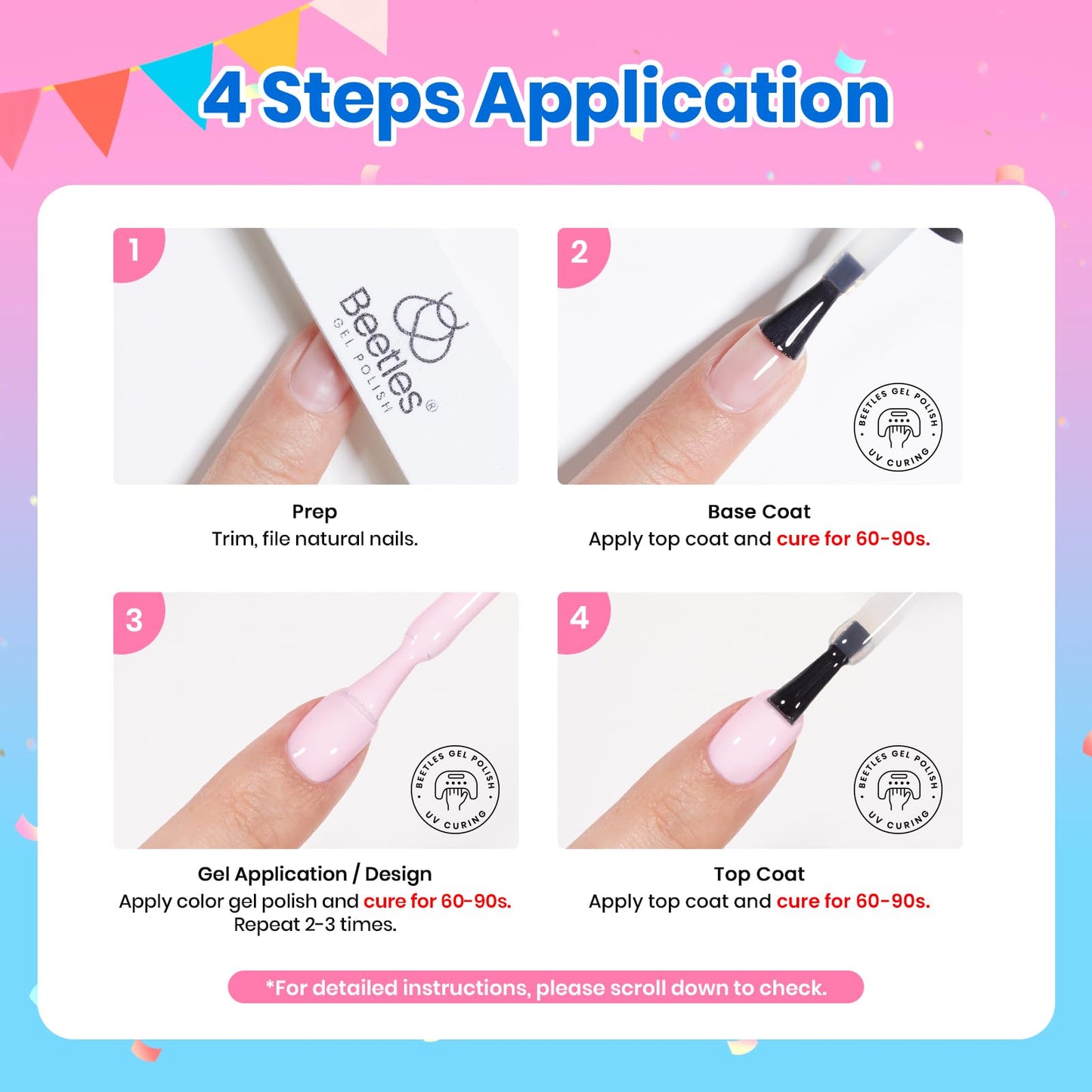 Beetles Gel Nail Polish Kit with U V Light - 80Pcs Color Enchantment 55 Colors Gel Nail Kit with Everything Base Top Coat Beginner Starter at Home Nails Kit Manicure DIY Salon Tools Gifts for Women