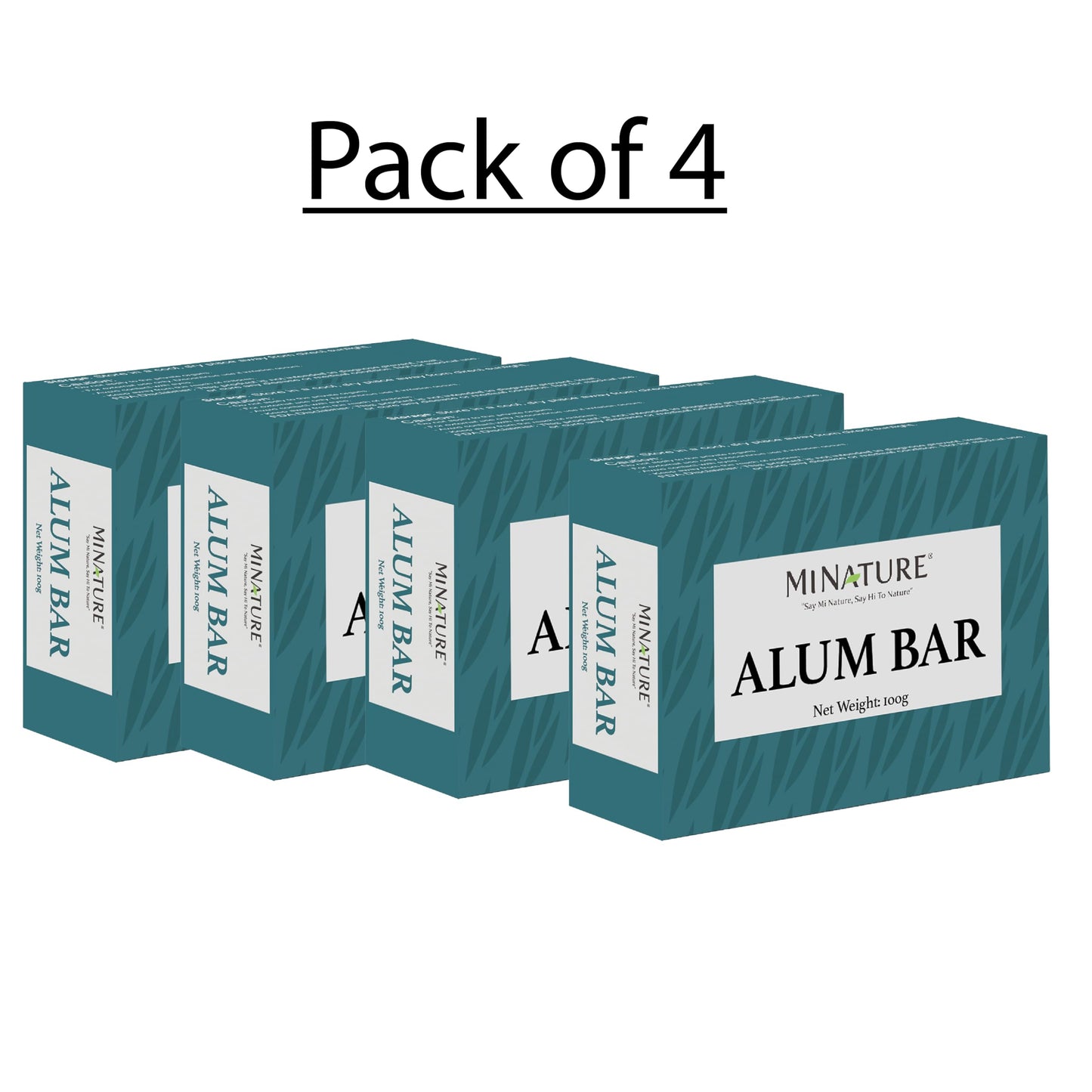 Mi Nature Pure Alum Bar Pack of 4(100g*4)|Natural Phitkari Block |Potassium Alum Stone |Shaving Bar |Skin Astringent |Water Clarifier |Odor Control