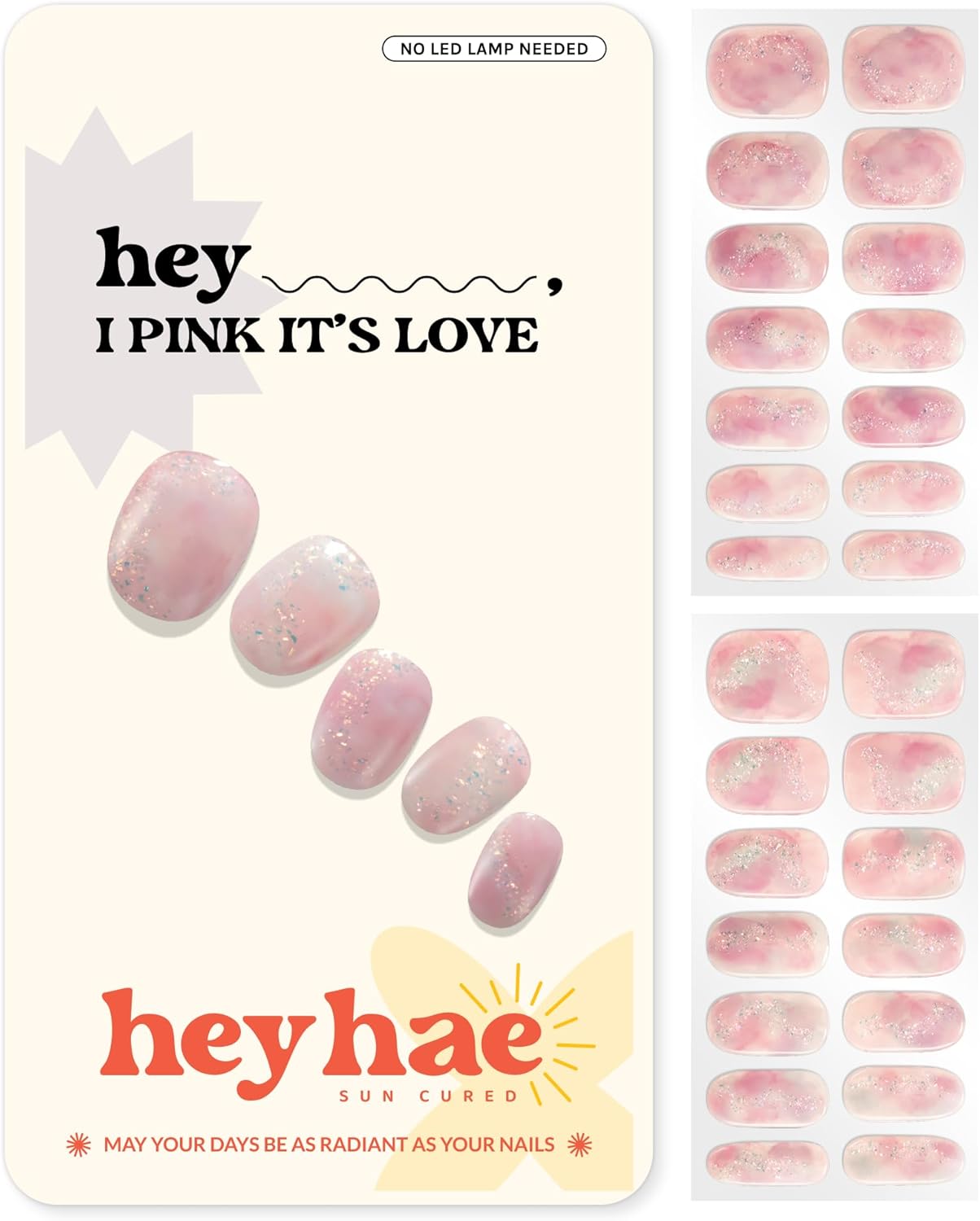 Semi Cured Gel Nail Strips - Solid Pink Spring Design | Easy Apply & Remove, Salon Quality | 28 Strips, Prep Pads, Nail File & Stick
