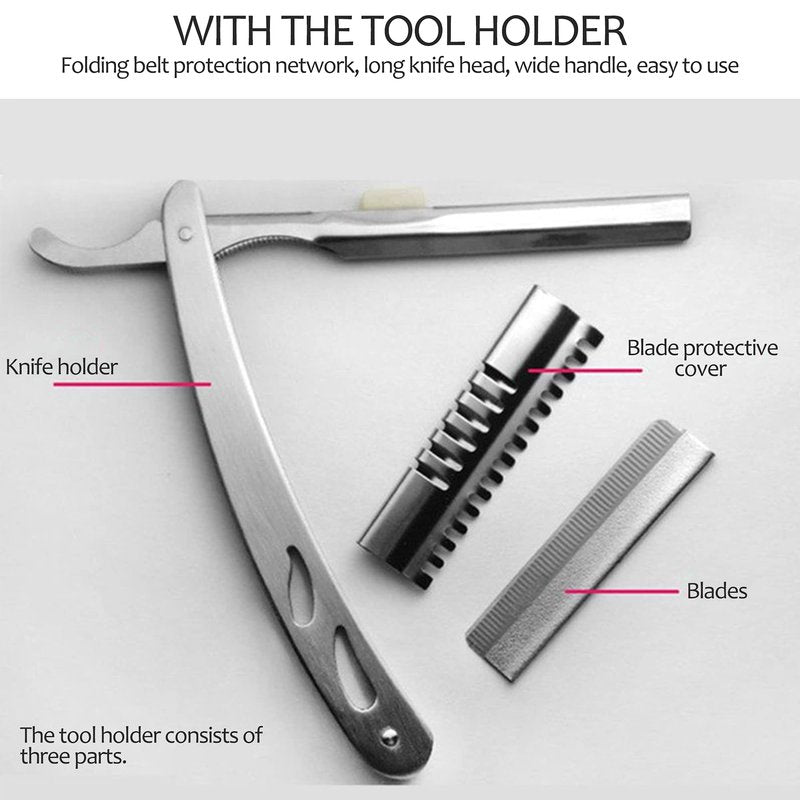 100 Pieces Orgexi Razor Blades, 1 Knife Holder, Eyebrow Razor, Single Edge Razor Blades, Straight Razors for Men & Women - Easy to Use and Clean