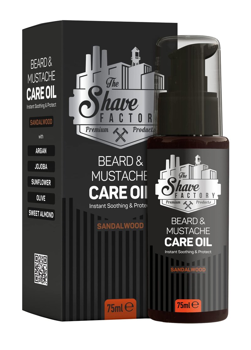 the shave factory Beard&Mustache Care Oil with Sandalwood - Premium Product For Professional Barbers and Traditional Shaving & Grooming Enthusiasts (75 ml (2.6 fl. oz))