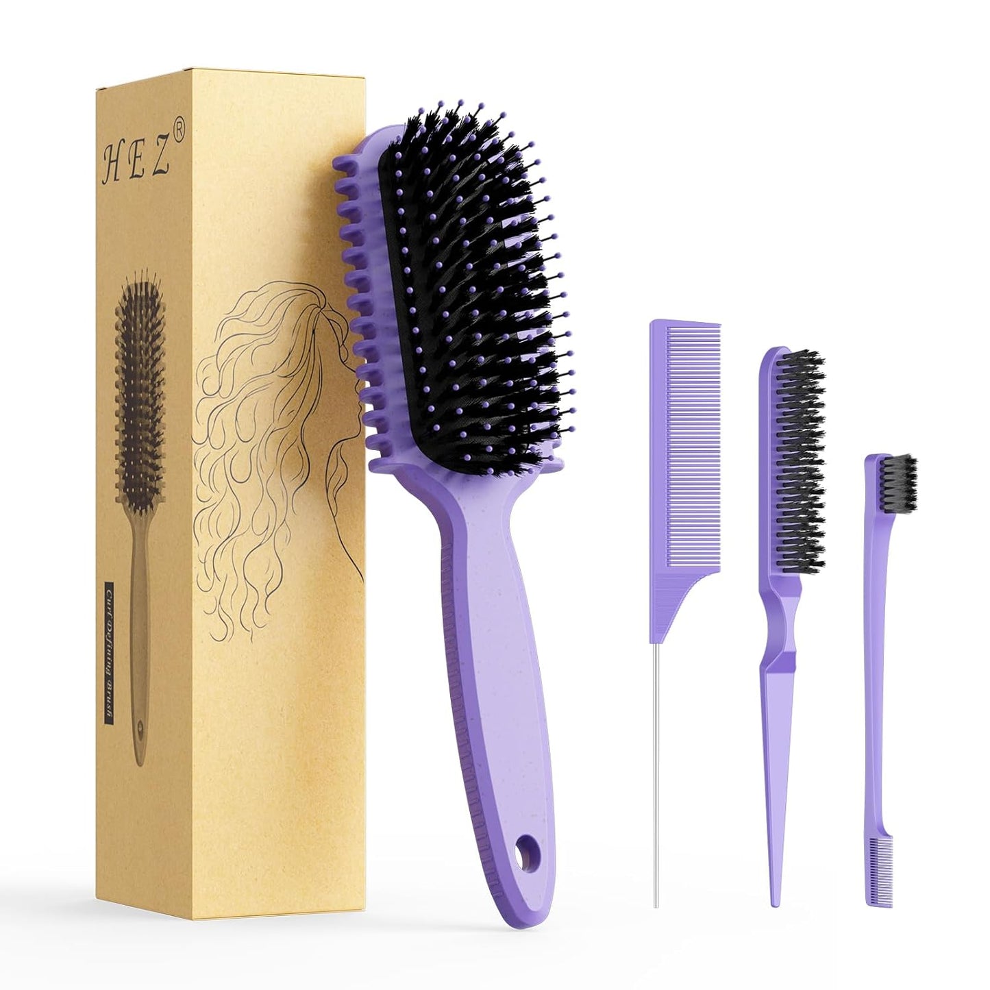 Curl Defining Brush - Curly Hair Styling Tool for Easy Combing & Shaping | Beige