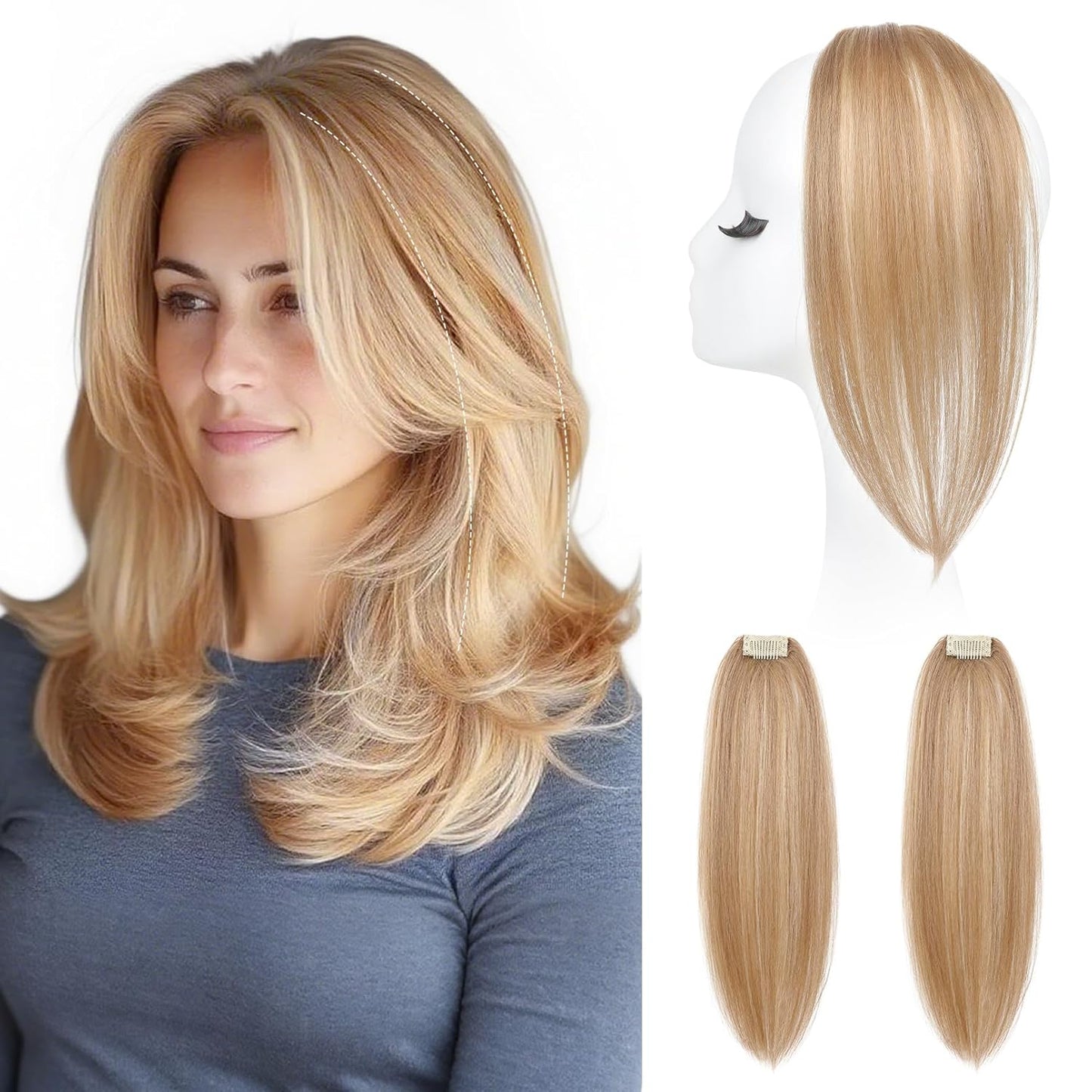 Clip In Hair Volumizer - 12 Inch Thick Hairpieces for Extra Volume | Off Black, 2PCS