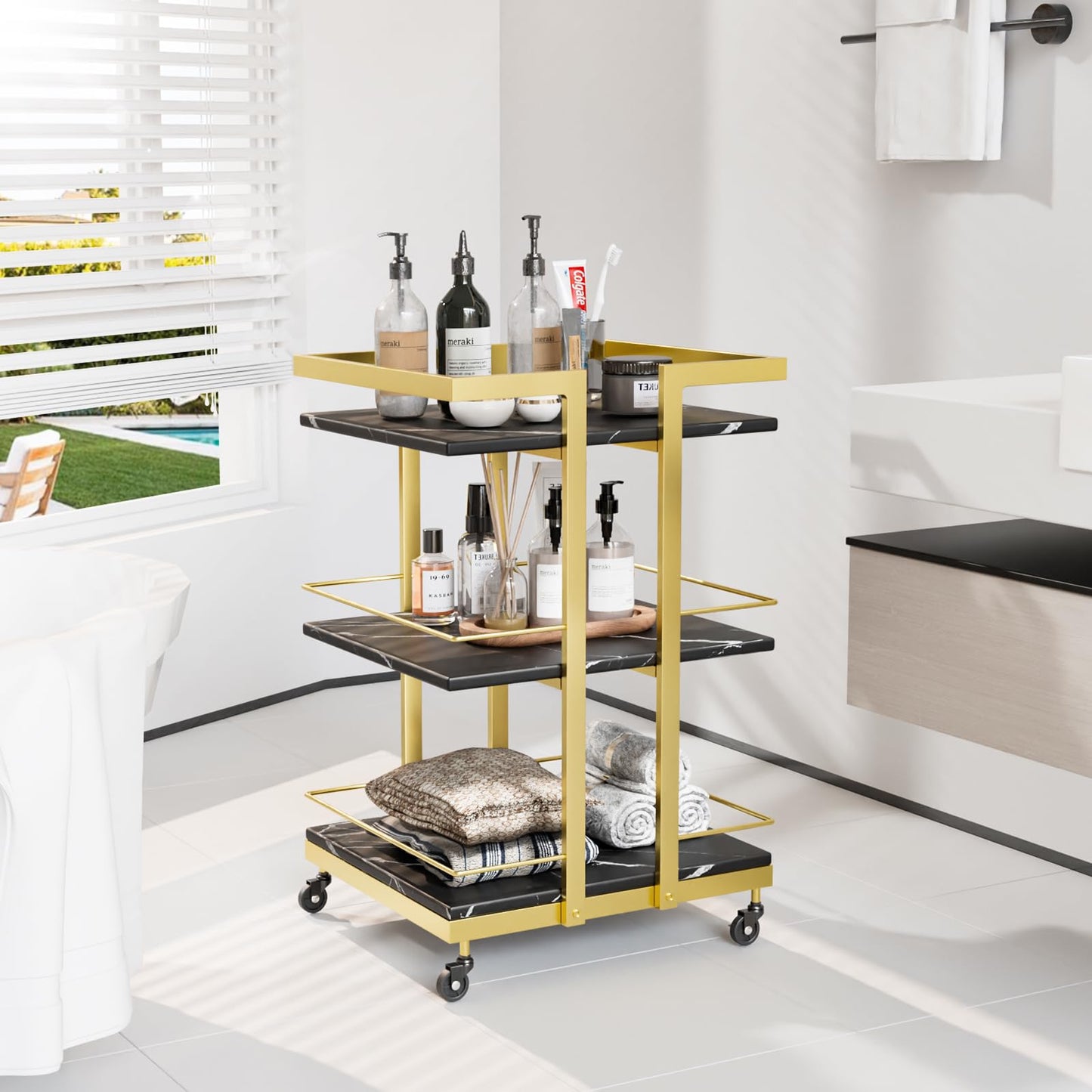 OmySalon Esthetician Cart with Wheels Utility Salon Rolling Trolley