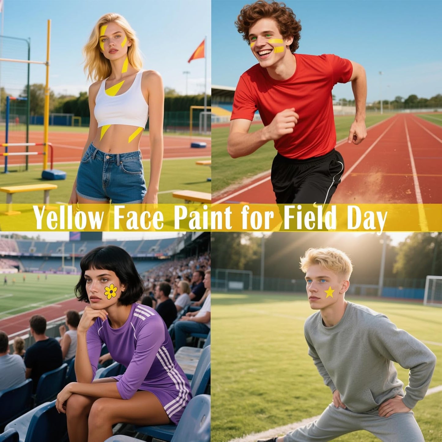 Yellow Eye Black Stick - Waterproof Face Paint for Sports & Halloween | Ideal for Baseball, Softball, Football, Lacrosse