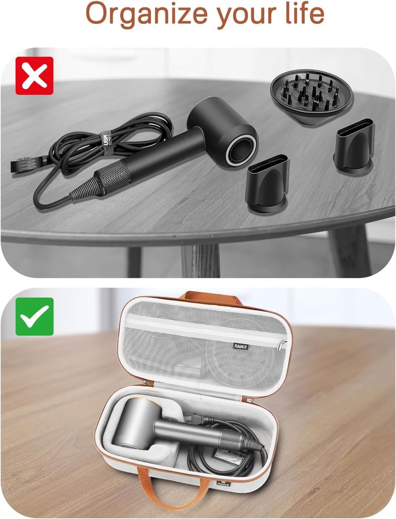 Dyson Hair Dryer Hard Storage Case - Travel Carrying Bag | Gray with Gray Lining