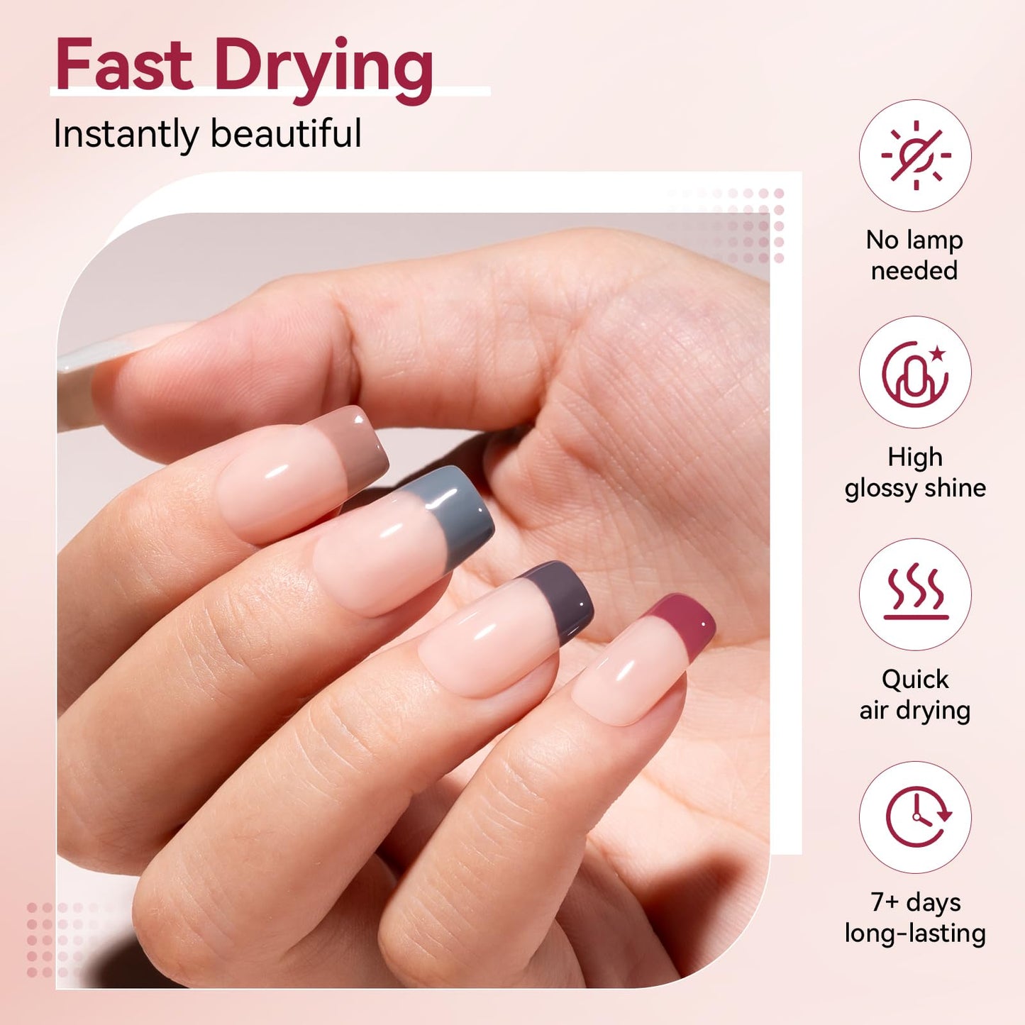 Nailshion Nude Grays Nail Polish Set, Quick-Dry Non-UV Gel, 6 Colors