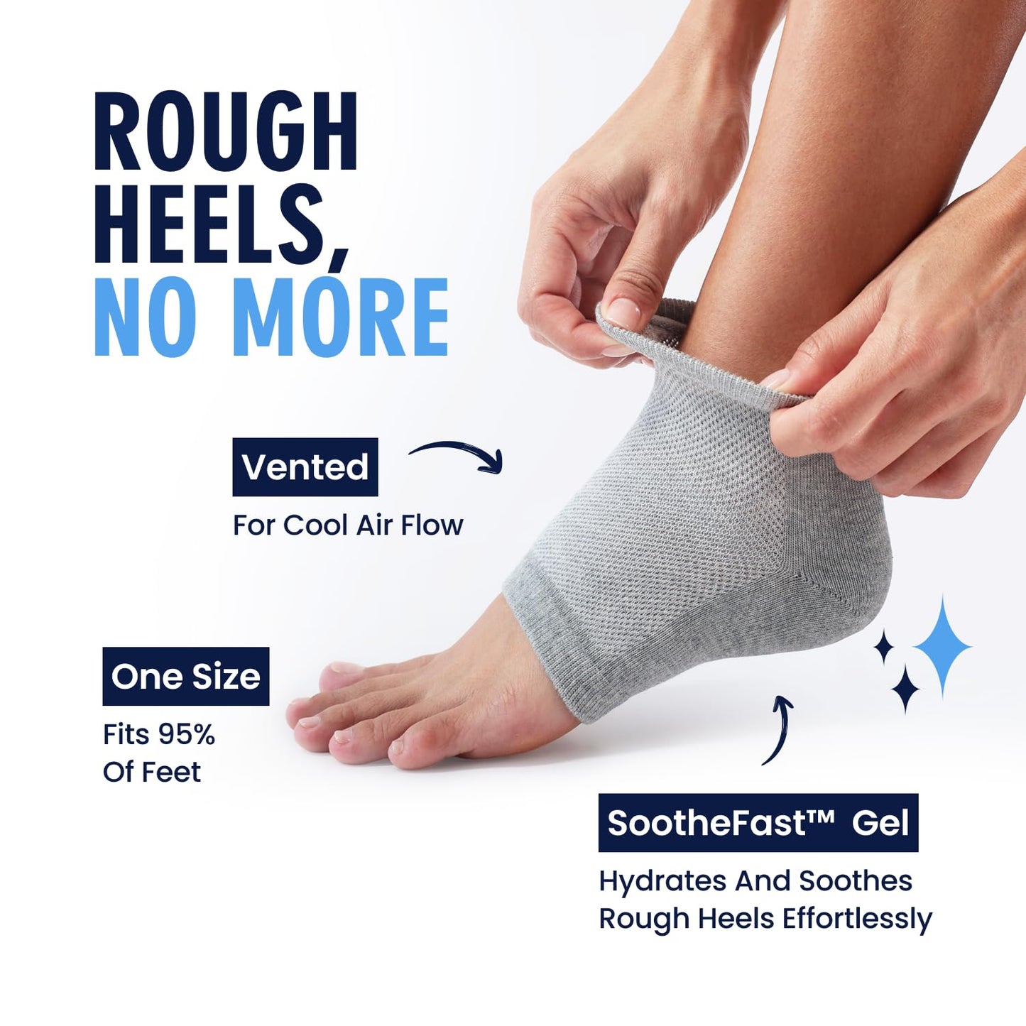 Moisturizing Heel Socks for Dry Cracked Heels - Olive Oil & Vitamin E Infusion | 2 Pairs for Men & Women
