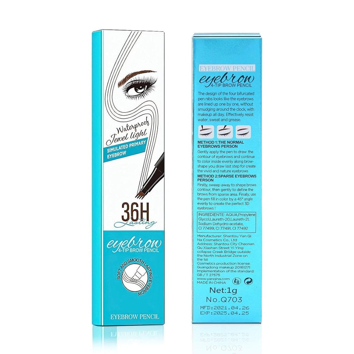 Microblading Eyebrow Pen - Long-Lasting 4 Fork Tip Tattoo Pencil | Dark Brown, Easy to Use Eyebrow Brush