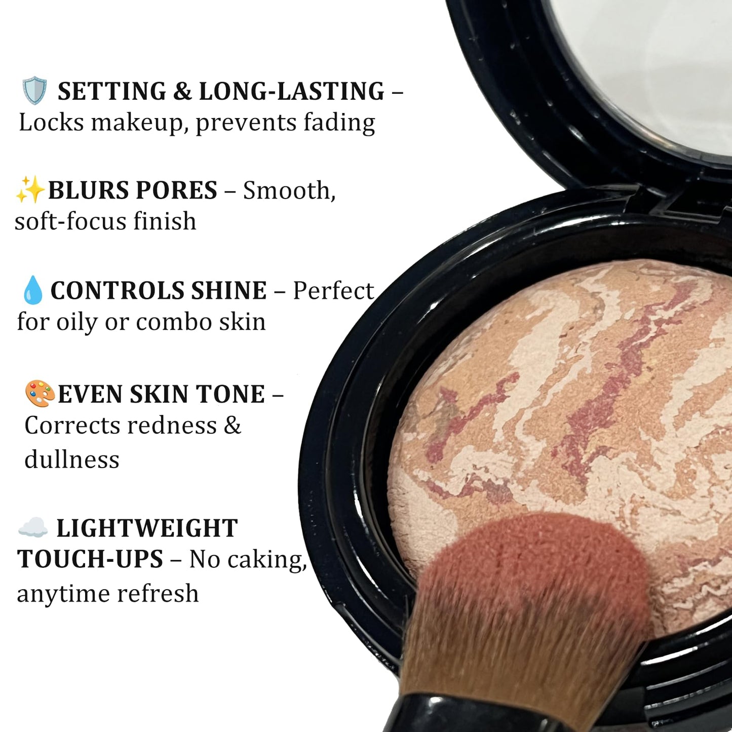 K'APEINE Baked Makeup Palette Set- 9Colors Brown Makeup Palette, Single Baked Powder Foundation & Retractable Blush Brush, Travel Makeup Set Waterproof,Long Lasting For Older Women-02