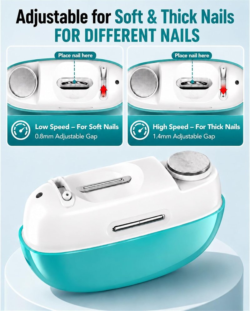 Electric Nail Clipper - Automatic Trimmer for Thick Nails | 2-Speed Adjustable Blade, Built-in Light, Rechargeable