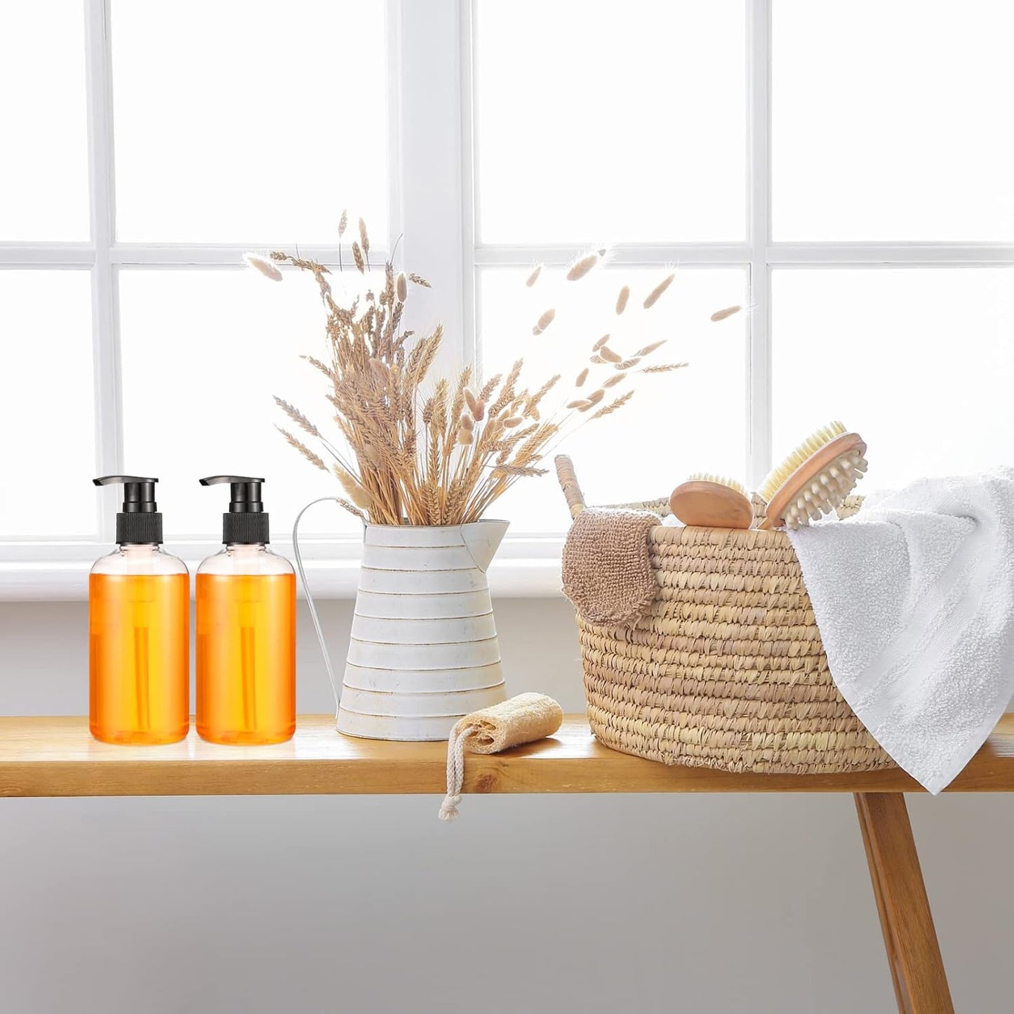 Refillable Shampoo Dispenser - 16 Pcs Plastic Pump Bottles for Shower & Kitchen | 250 ML/8.5 OZ