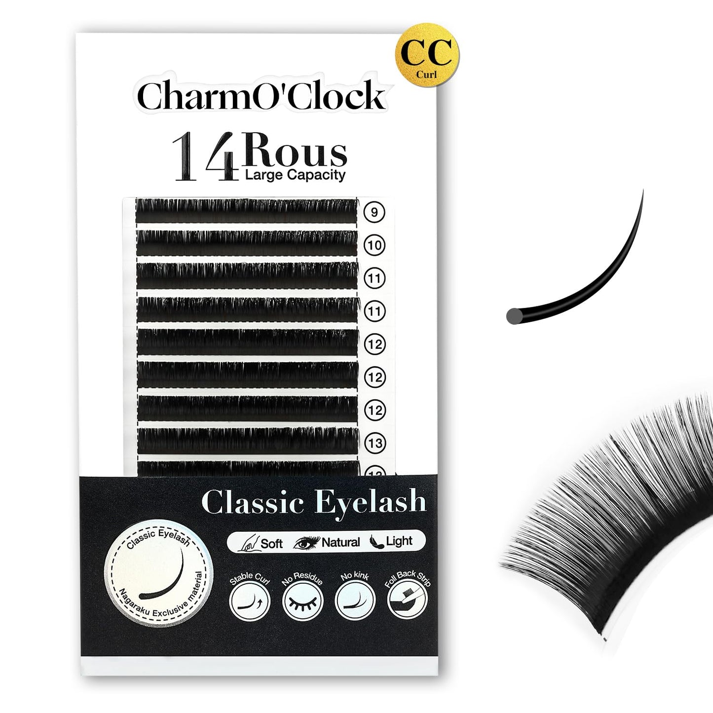 Cashmere Volume Lash Extensions - CC Curl 0.03mm Thickness | 8-16mm Mixed Length Trays, Super Matte Black Individual Eyelashes