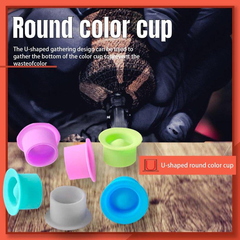 KVM 200pcs Tattoo Ink Cup Blue Disposable Silicone Tattoo Pigment Cup Eyebrow Eyeliner Lip Color Pigment Cup Tattoo Pigment Holder (Black)