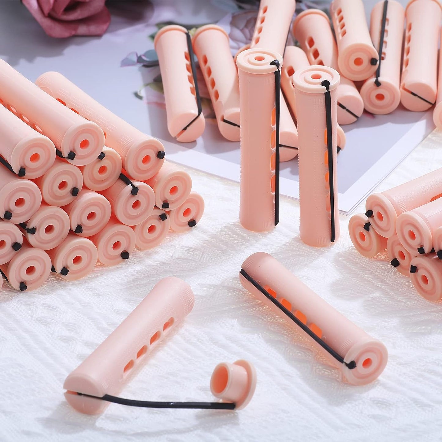 Large Perm Rods for Natural Hair Curling - Beige Styling Rollers for Long & Short Hair