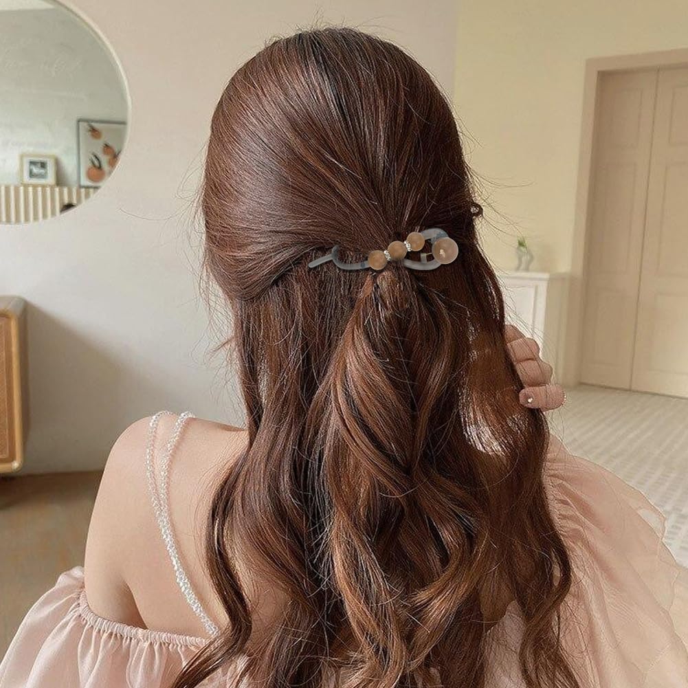 Pearl French Banana Hair Clips - 10 Pack Elegant Flat Hair Claw Barrettes for Women | Stylish Ponytail Accessories