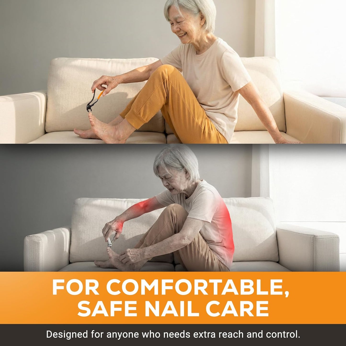 Thick Toenail Clippers for Seniors - Ergonomic Nail Cutter with 4.8” Long Handle & Stainless Steel Blades | Ideal for Weak & Arthritic Hands