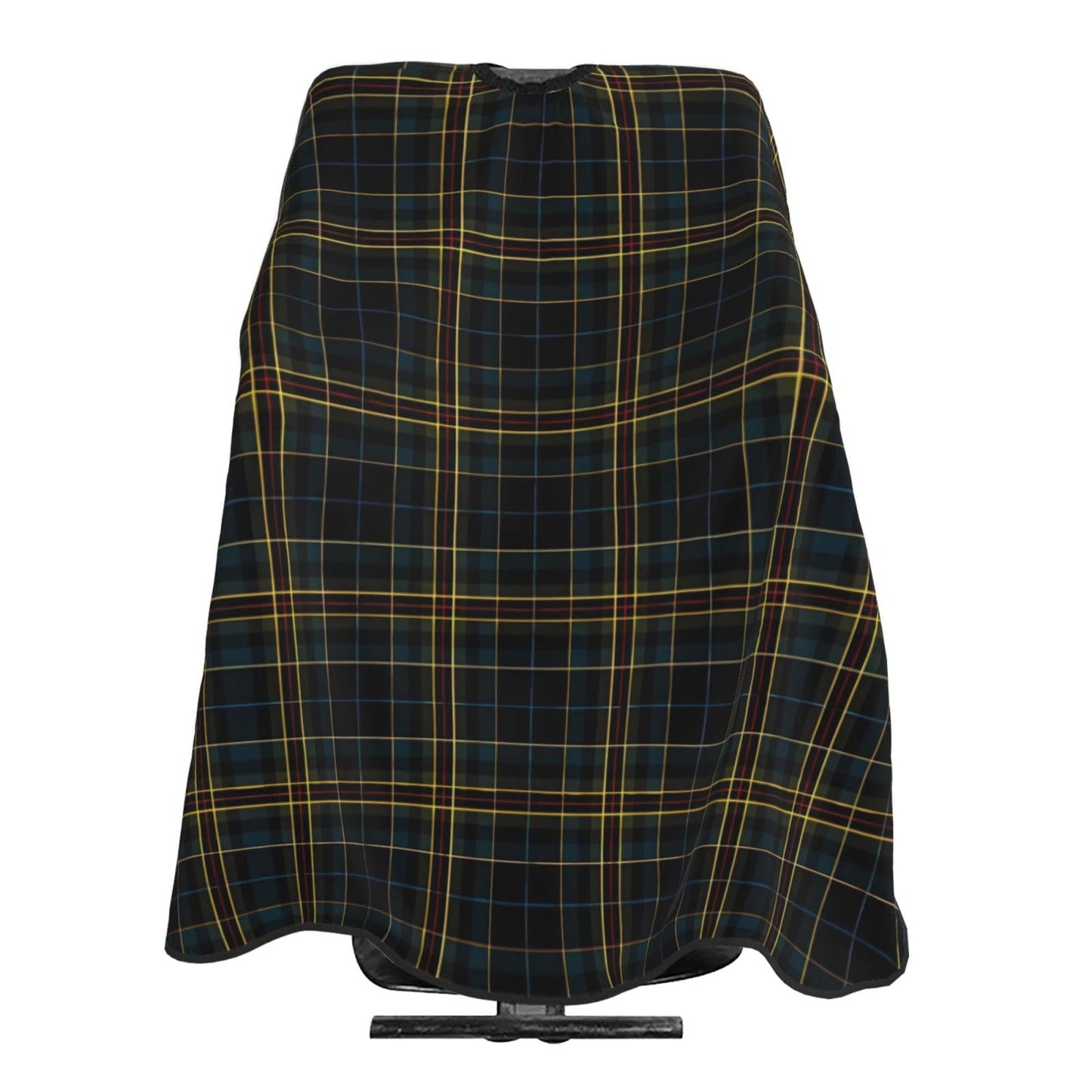 Dark Black Blue Checkered Yellow Lines Adult Professional Hair Cutting Cape Adjustable Snap Large Size 55x66 in