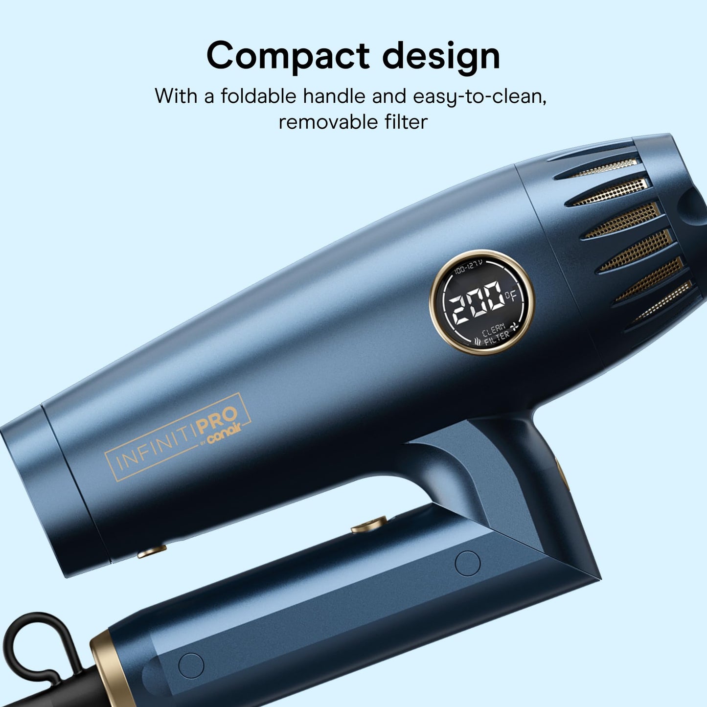Conair INFINITIPRO DigitalAIRE Multi-Styler, 1.2 lb Ultra-Lightweight Digital Motor Hair Dryer with High-Pressure Airflow, Blue, 1002