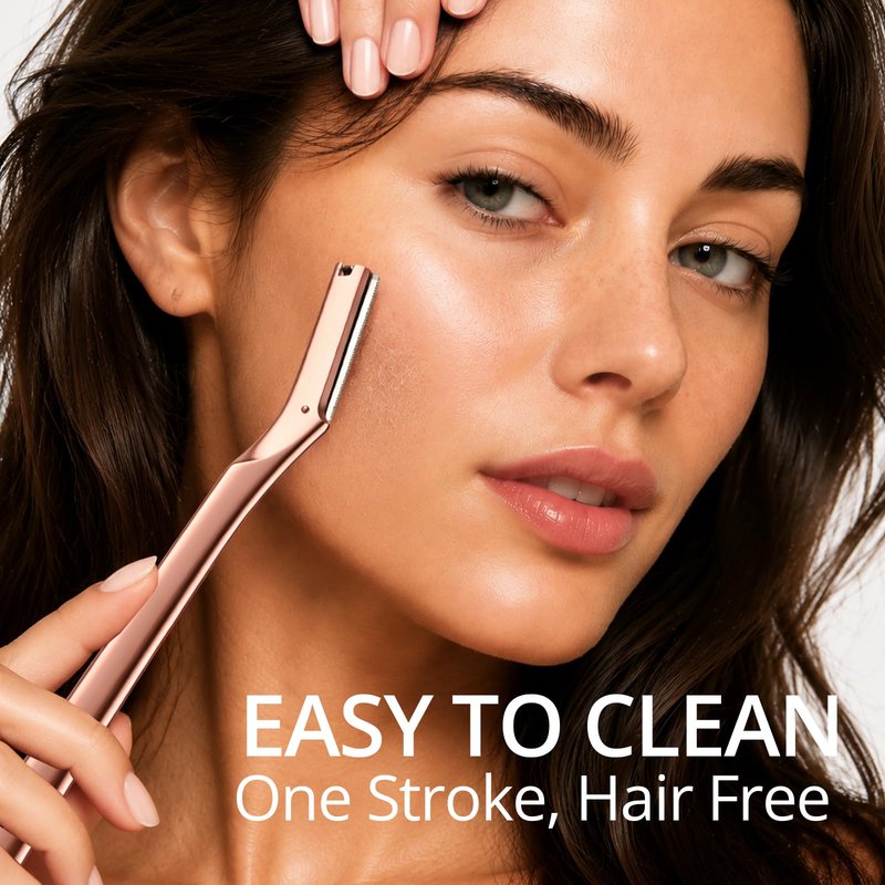 Mistfree Professional Dermaplane Razor, Reusable Stainless Steel Dermaplane Razor for Women Face, Face Dermaplaning Tool with 12PCS Refill Blades, Metal Eyebrow Razor for Women and Men (Rose Gold)