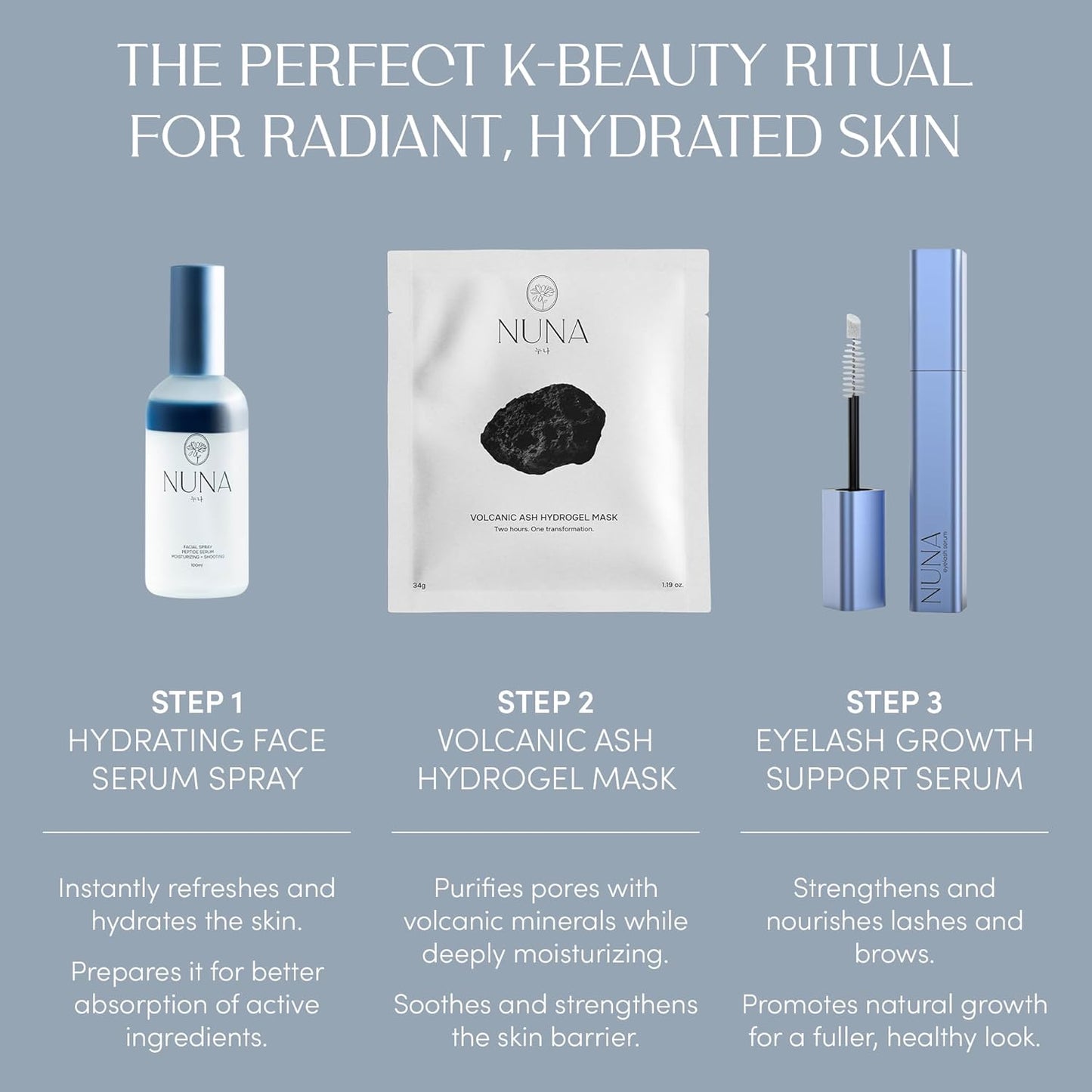 NUNA Eyelash Growth Serum - Biotin & Multi-Peptide Formula for Longer, Fuller Lashes | 6ml, 6-Month Supply