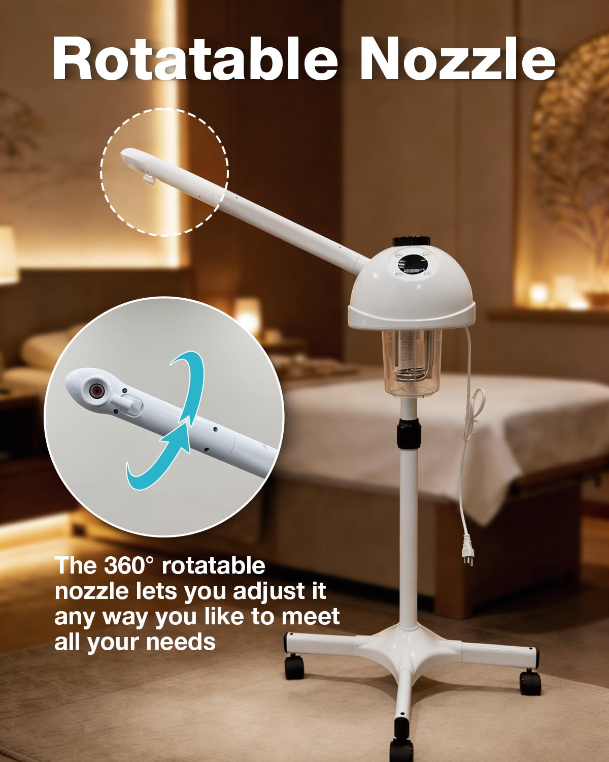 Professional Facial Steamer with Hot Ozone Function—Ideal for Estheticians and Beauty Professionals, for Use at Home or in the Salon