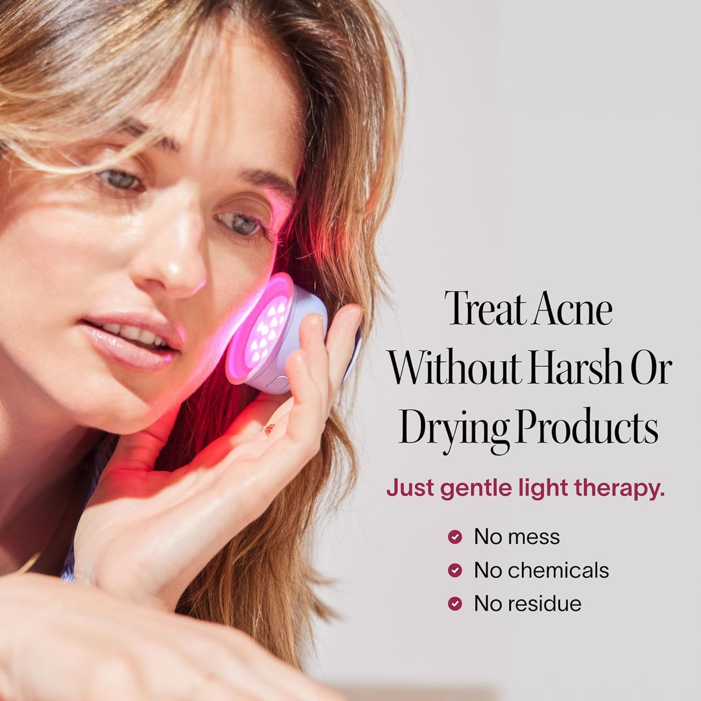 Bye Acne Blue & Red Light Therapy Device - LED Face Wand for Redness, Pimples & Blemishes | 3-Minute Treatment