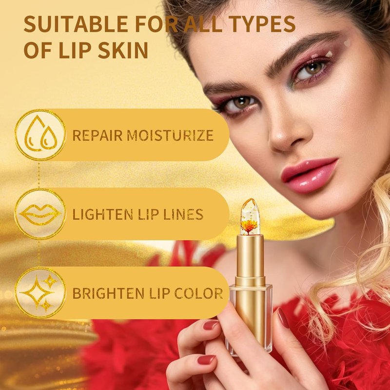 Color Changing Lipstick - Daisy Flower Jelly Tinted Lip Balm, Temperature Adjusting, Moisturizing & Long Lasting | Transferproof Gloss