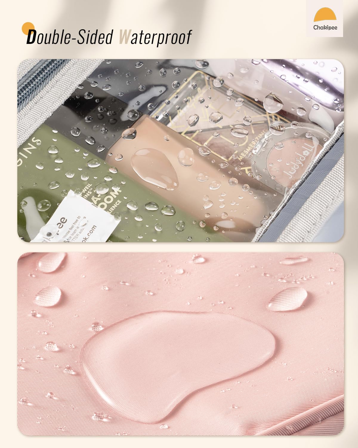 Chakipee Travel Hanging Toiletry Bag for Women - Waterproof Cosmetic Organizer with Clear Window, Lightweight Bathroom Bags for Essentials, Makeup, Shampoo, Toiletries Pink, Medium