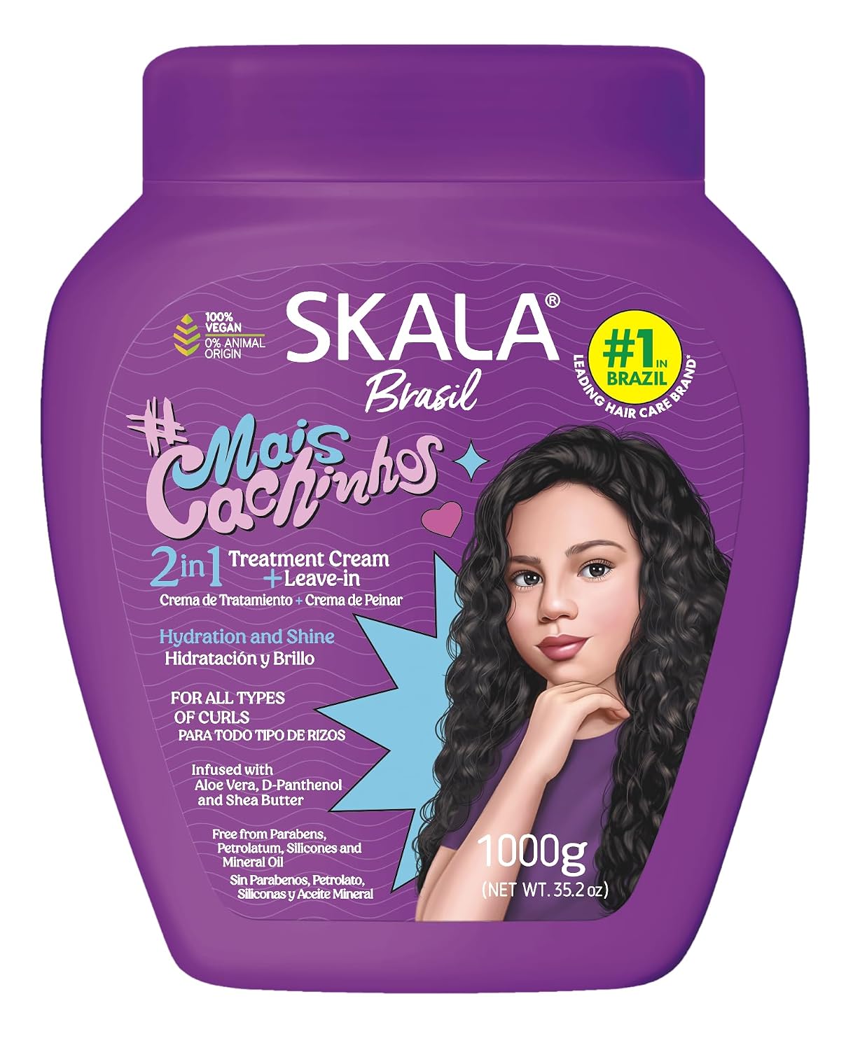 Curly Hair Treatment Cream & Leave-In Conditioner - Vegan Aloe Vera & Shea Butter, Deep Hydration, 1000g