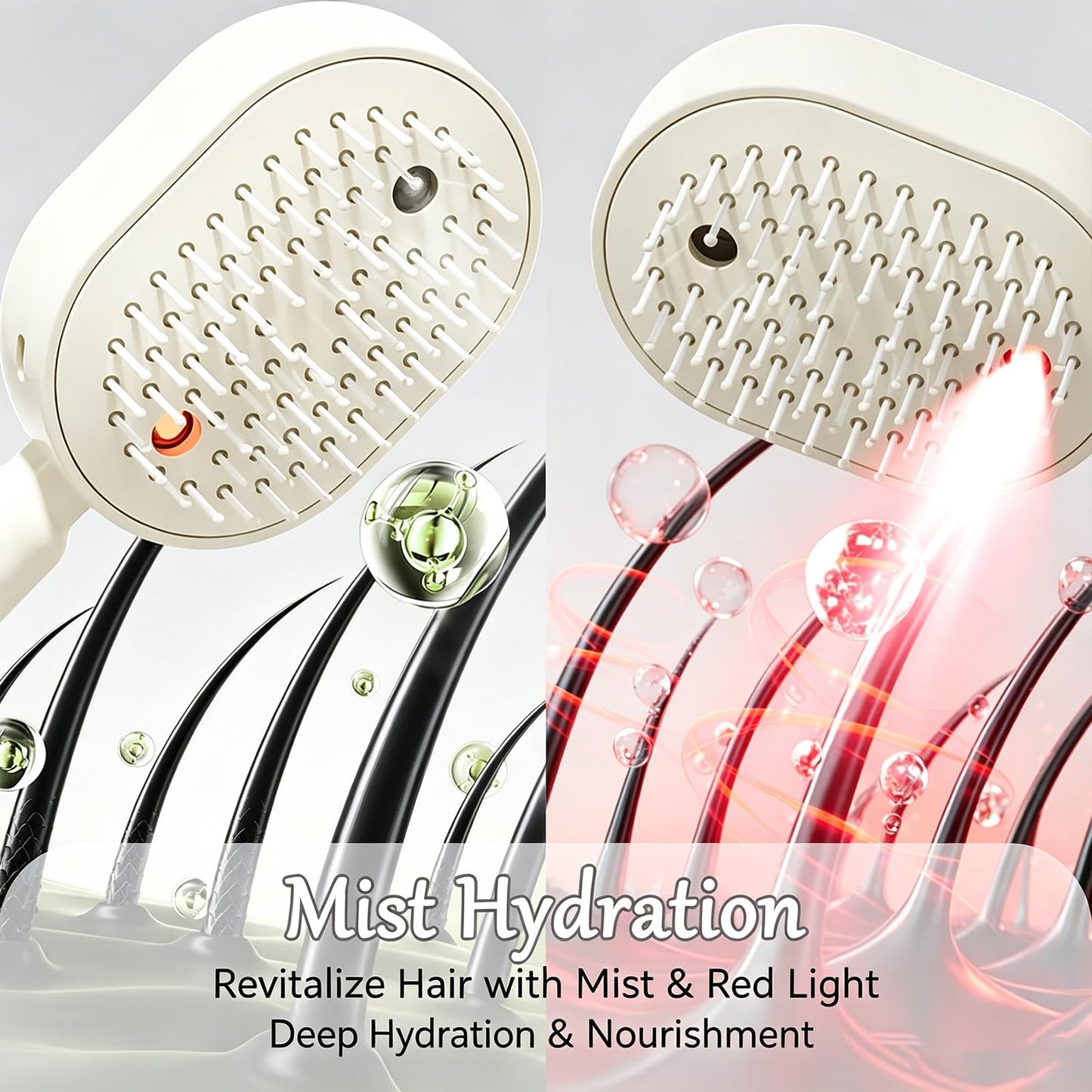 Electric Spray Air Cushion Massage Comb, Rechargeable Self-Cleaning Anti-Static Detangling Hair Brush, Misting Hair Tool for Dry Frizzy Damaged Hair Reduce Frizz Nourishes Hairs (Purple)