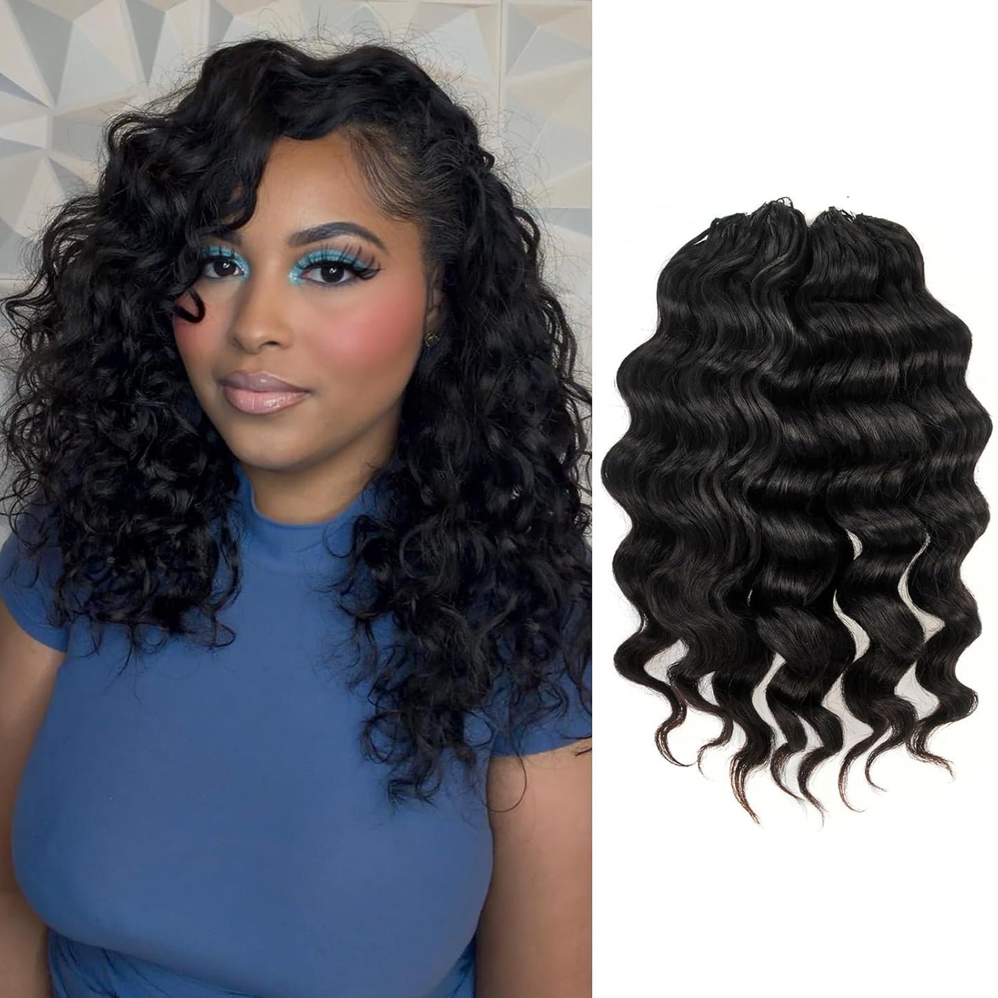 ToyoTress Ocean Wave Crochet Hair - 10 Inch Invisible Knotless Deep Curly Braiding Hair | Natural Color, 250G
