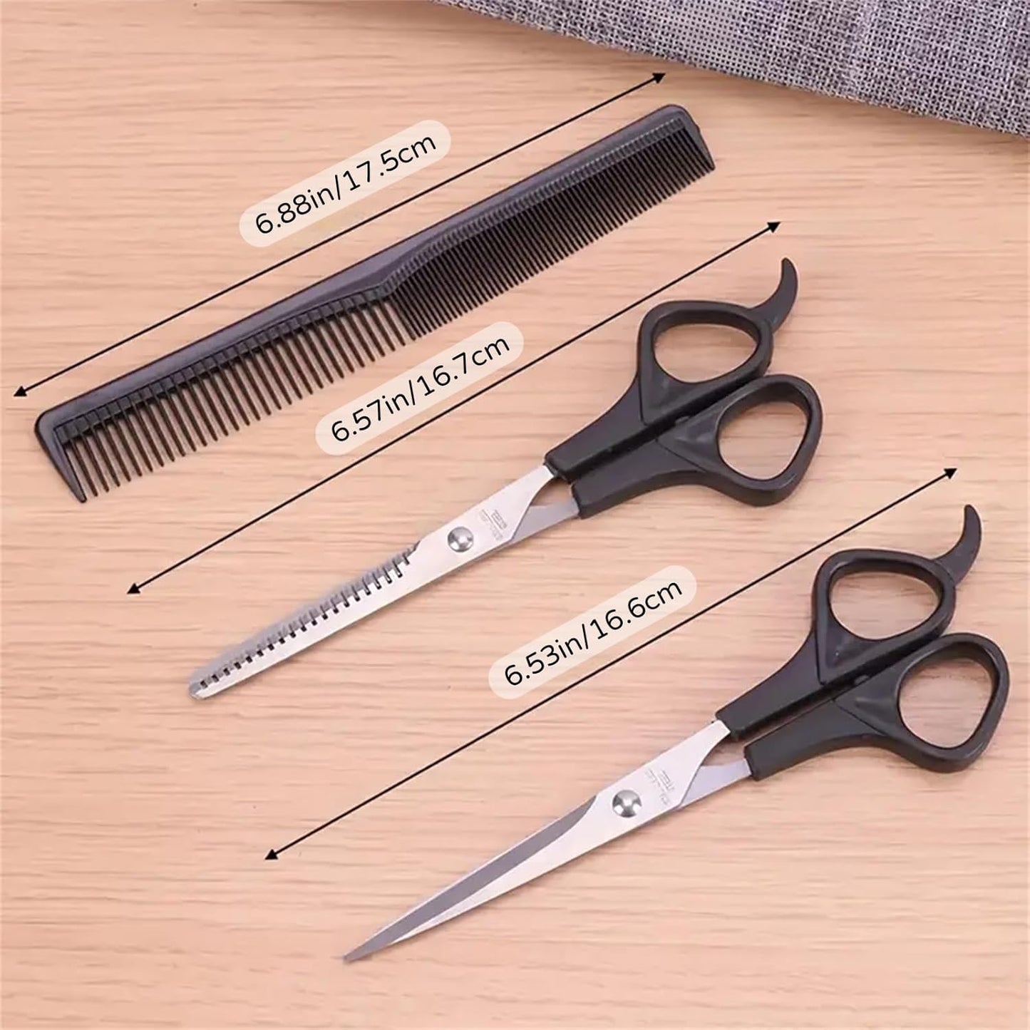 3-Piece Hair Cutting Scissors Set - 6.5-Inch Stainless Steel Shears for Men, Women & Pets | Includes Thinning Shears & Comb