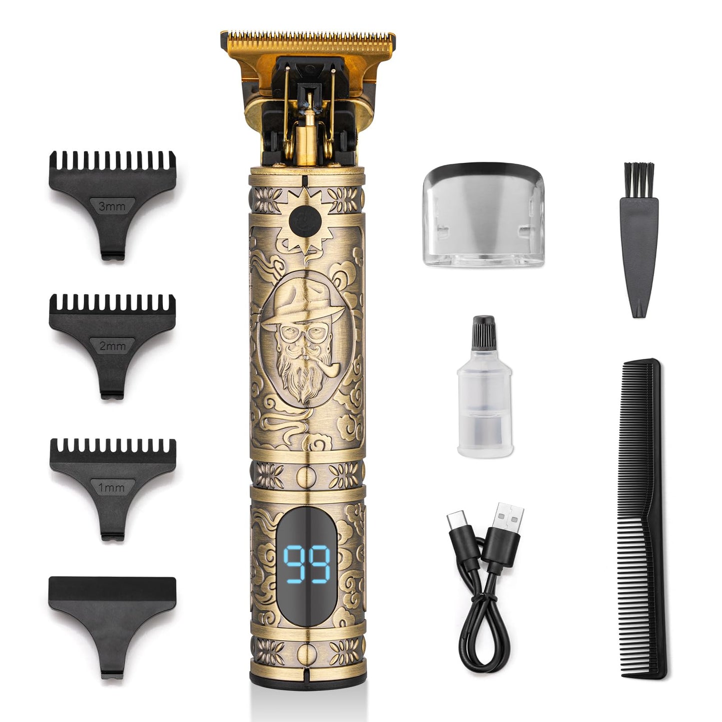 Ciada Hair Clippers for Men Professional Hair Trimmer Barbers Beard Trimmer Shaver Razor Hair Grooming Cutting Kit at Home T Blade Liner Trimmer Cordless Rechargeable Zero Gapped Edgers Gifts for Men