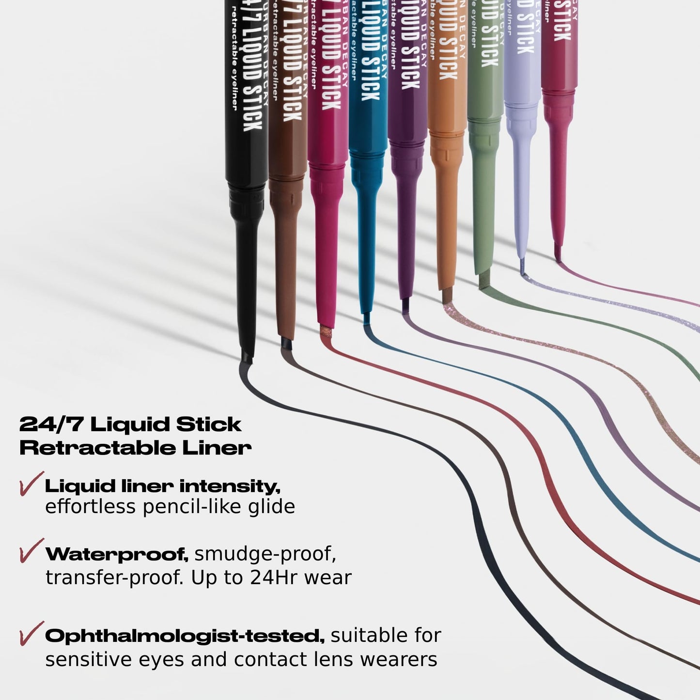 Urban Decay 24/7 Liquid Stick Waterproof Eyeliner - Smudge-Proof, Transfer-Proof, Up to 24HR Wear, Dual-Ended Retractable Gel Liner with Blending Eye Brush - Melted Onyx (deep matte black)