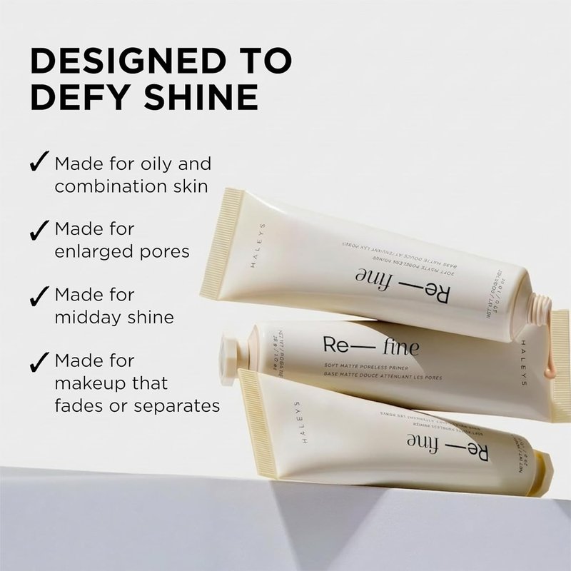HALEYS Beauty Soft Matte Poreless Primer - Lightweight Makeup Gripping Base with Vitamin C & E | 0.25 Oz