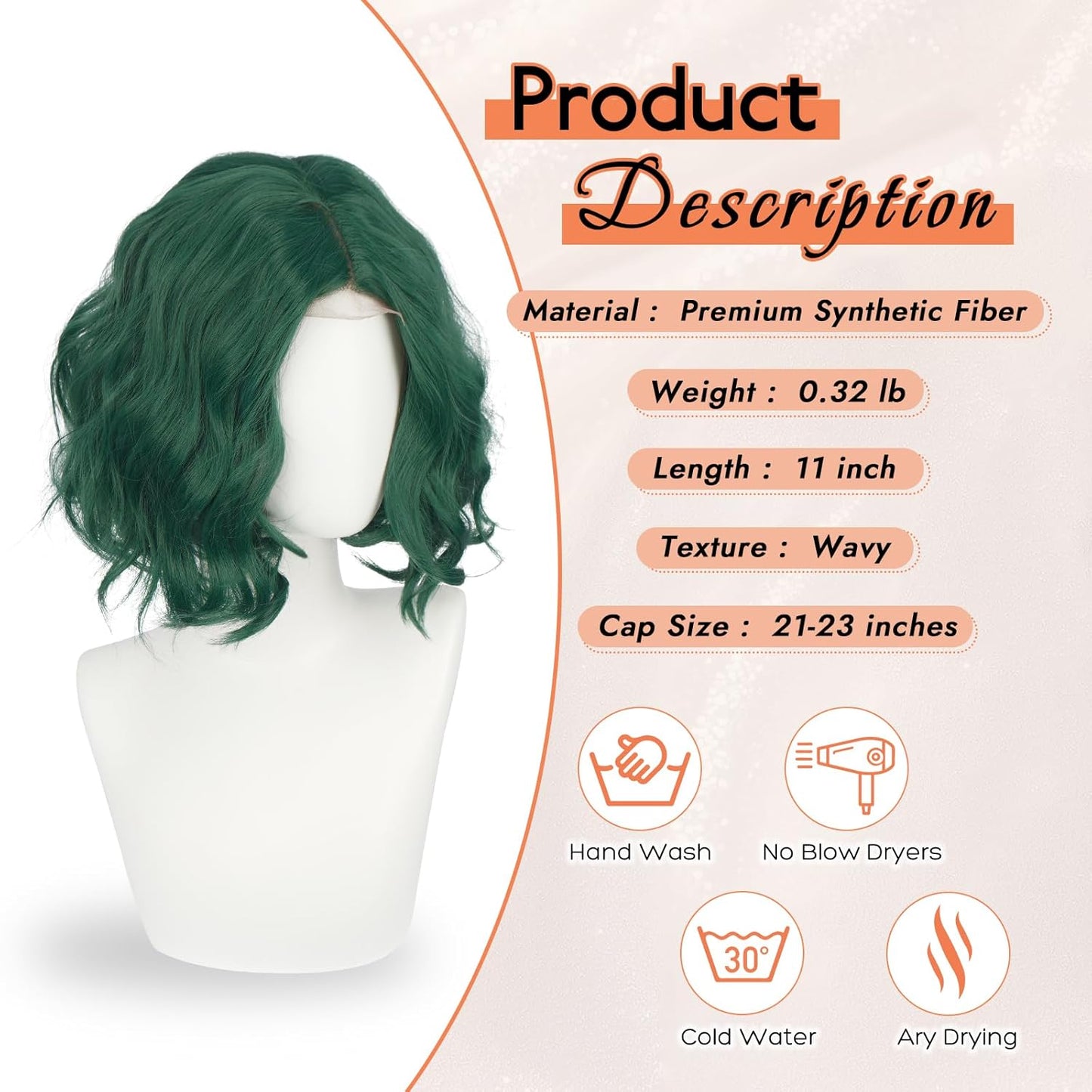 Blonde Bob Wig for Women - Lace Front Short Soft Wavy Curly Synthetic Hair | 11 Inch Natural Look
