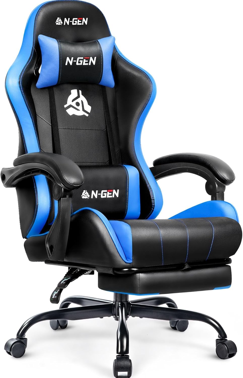 N-GEN Gaming Chair - Ergonomic Video Gaming Chair with Footrest & Lumbar Support | Adjustable High Back in Carbon Black