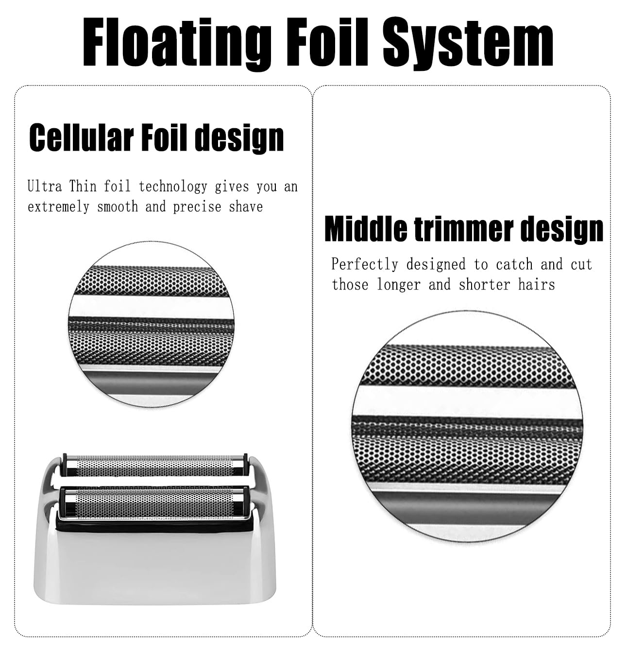 Kaynway Replacement Foil and Cutters for BaBylissPRO Barberology Double Foil Shaver, Professional Foil Cutter Blade for BaBylissPRO Barberology FX Collection Metal Foil Shaver (Silver)