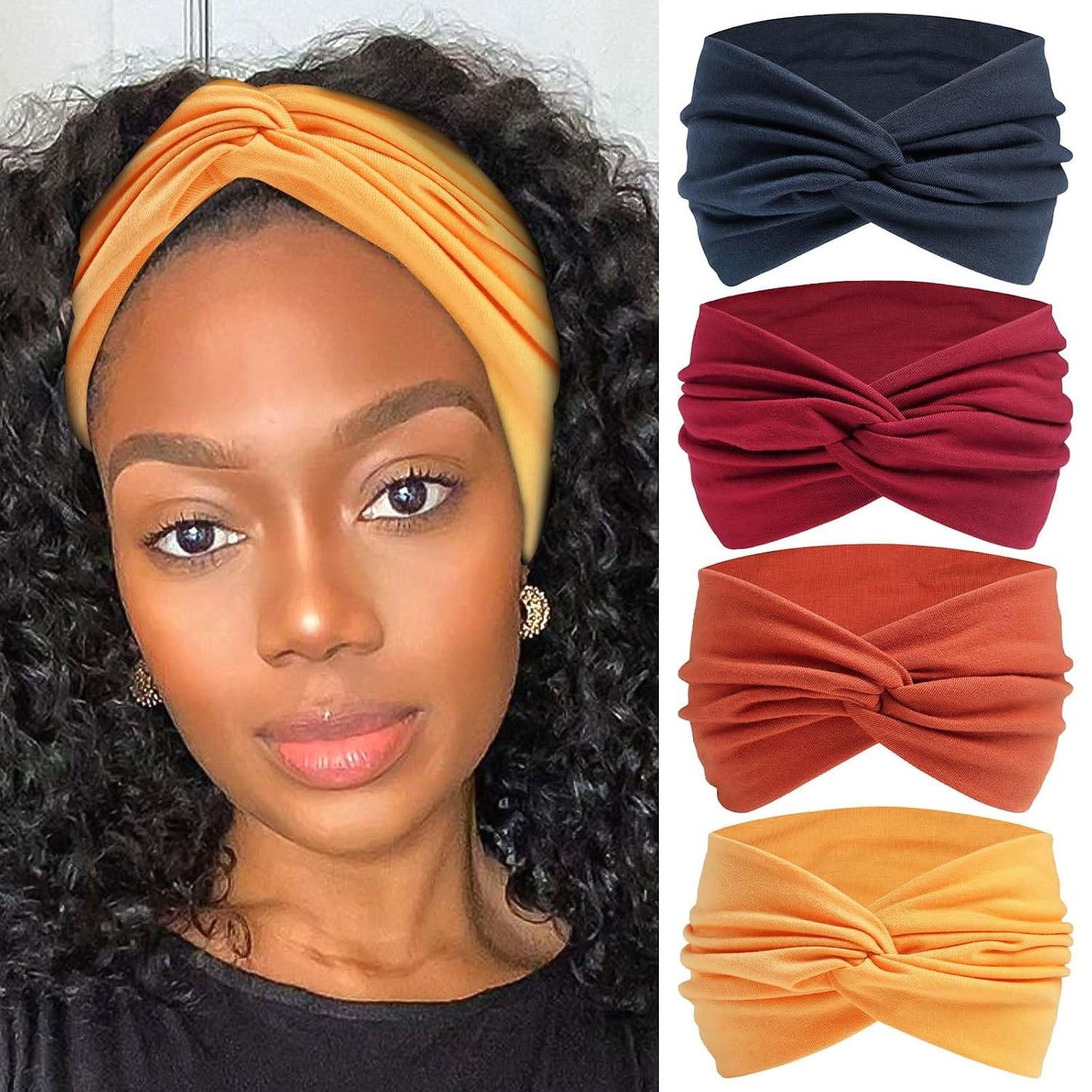 Bandana Headbands for Women - Large Turban Wraps | Knotted Criss Cross Design, Perfect for Workouts