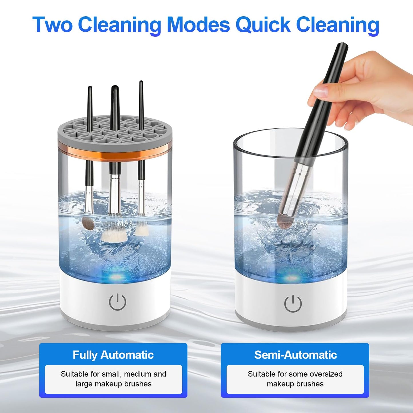 Electric Makeup Brush Cleaner Machine, Efficient Makeup Brush Cleaner for All Brush Types, Keeps Brushes Hygienic and Skin Healthy，1 Pack - White
